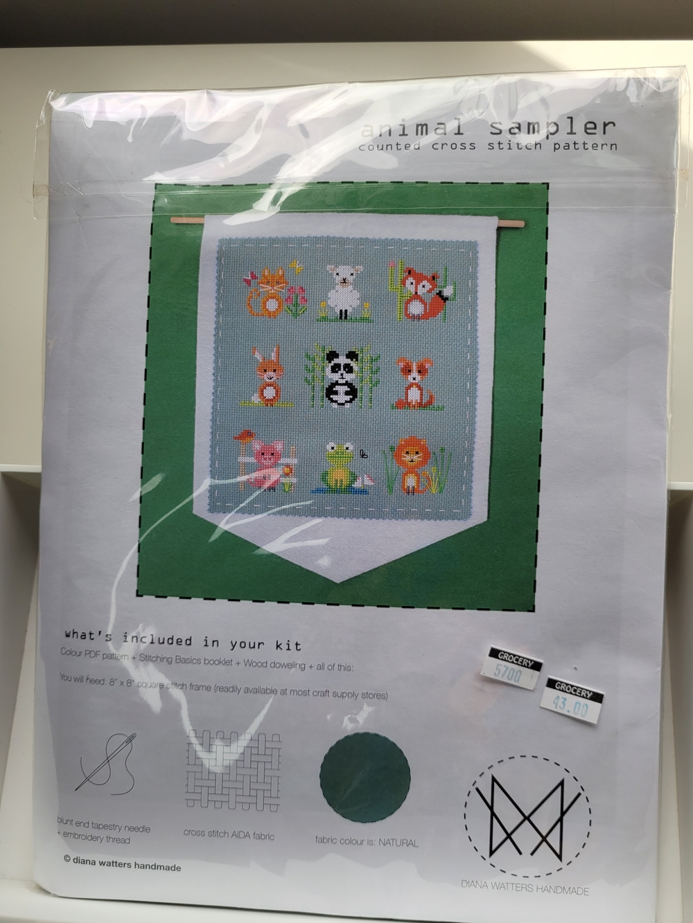 NWT - Diana Watters Animal Sampler Cross Stitch Kit - Still in package - Picture 4 of 7